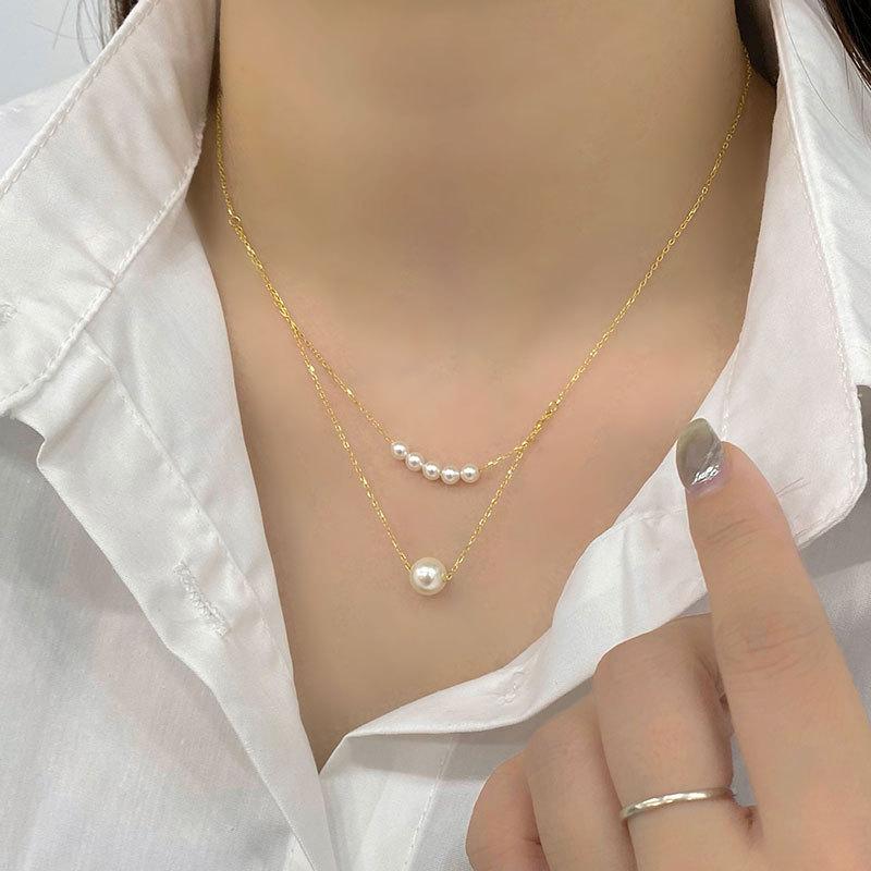 Двухслойное ожерелье из жемчуга в стиле французского ретро, легкая роскошь, нишевый дизайн, темперамент, нежный стиль