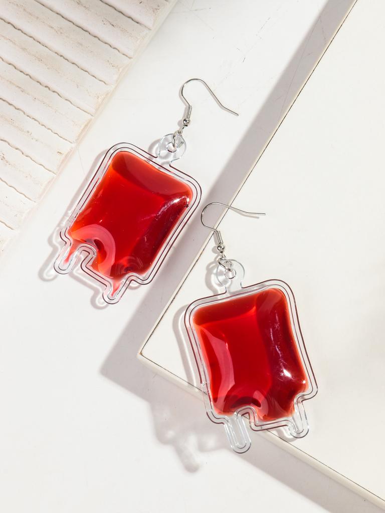 New Halloween Big Plasma Blood Bag Acrylic Drop Earrings for Women Creative Gothic Blood Pack Long Earring Vampire Jewelry Gifts