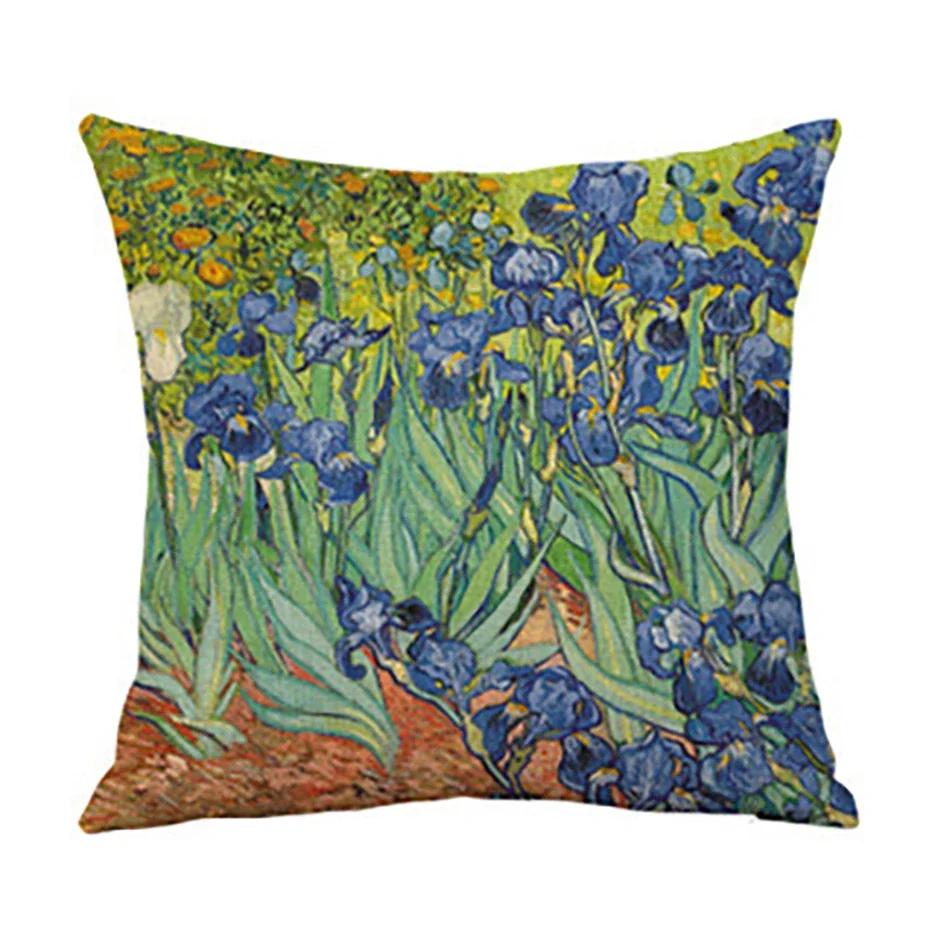 Van Gogh Painting Pillow Case Home Decor Linen Cushion Cover for Sofa Aesthetic Pillow Cover Star Night Sunflower Self-portrait