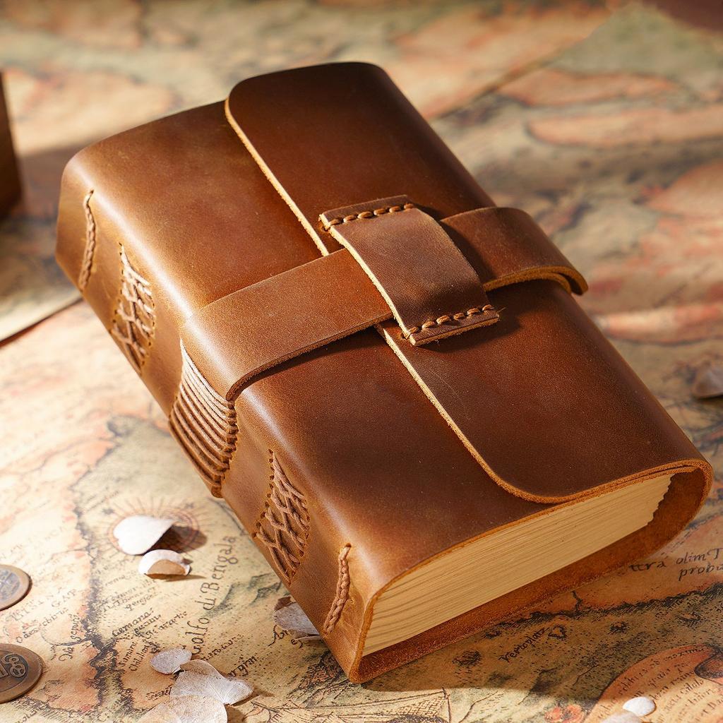 Retro Thickened Handbook Top Layer Cowhide Journal Kraft Paper Notepad Genuine Leather Notebook Business Promotional Gift Diary