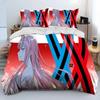 Zero Two DARLING In The FRANXX Cartoon Comforter Bedding Set,Duvet Cover Bed Set Quilt Cover Pillowcase,Queen Size Bedding Set
