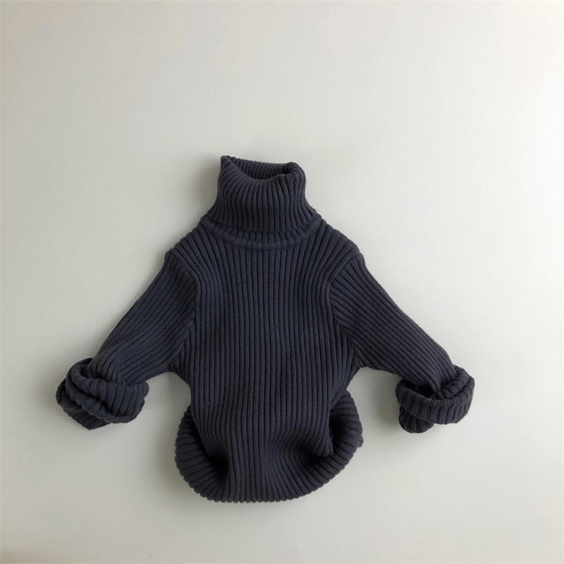 Autumn Kids Sweaters Solid Girls Sweater Basic Striped Boys Pullover Turtleneck Knitwear Tops Clothes