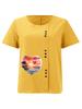 Women's Fashion Heart-shaped Scenery Print Round Neck Short Sleeve T-shirt Casual Cotton Linen Graphic Shirt Leisure Loose Summer Blouse Tops