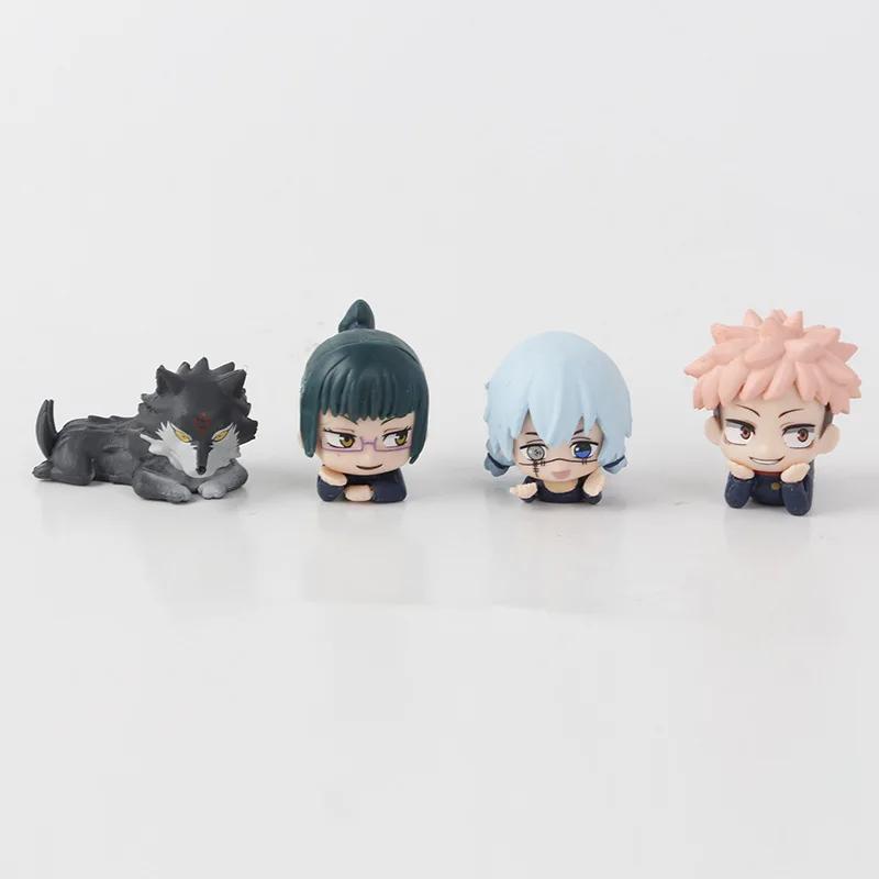 7 шт./комплект Мини-фигурки Аниме Jujutsu Kaisen в лежачем положении 3-4 см Сатору Годжо Мини Милые GK ПВХ Статуэтка Коллекционные Игрушки
