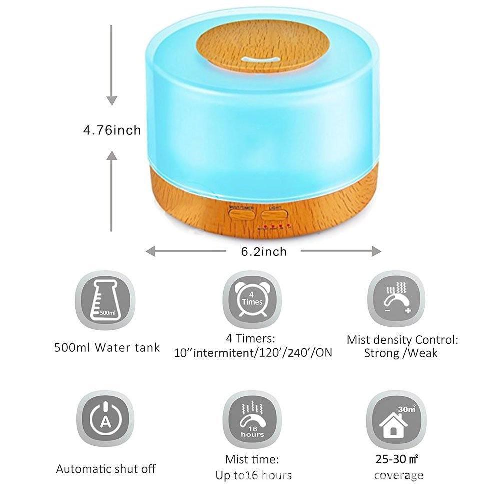 Ультразвуковой ароматерапевтический увлажнитель воздуха MUJI Wood Grain объемом 700 мл с дистанционным управлением и функцией очистителя воздуха