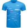 Футболка Li Ning Badminton Competition Series с V-образным вырезом и короткими рукавами, быстросохнущая, унисекс, топы, парусно-голубые AAYU239-3