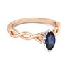 Blue Sapphire Marquise Ring - 925 Sterling Silver Rose Gold Vermeil