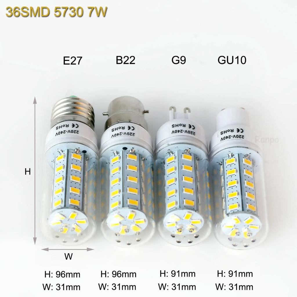 HOMZY 7-15W E27 LED Lamp E14 LED SMD5730 220V Corn Light Bulbs 24 36 56 72 LEDs Lamparas LED Chandelie for Home Decor Ampoule Led Light