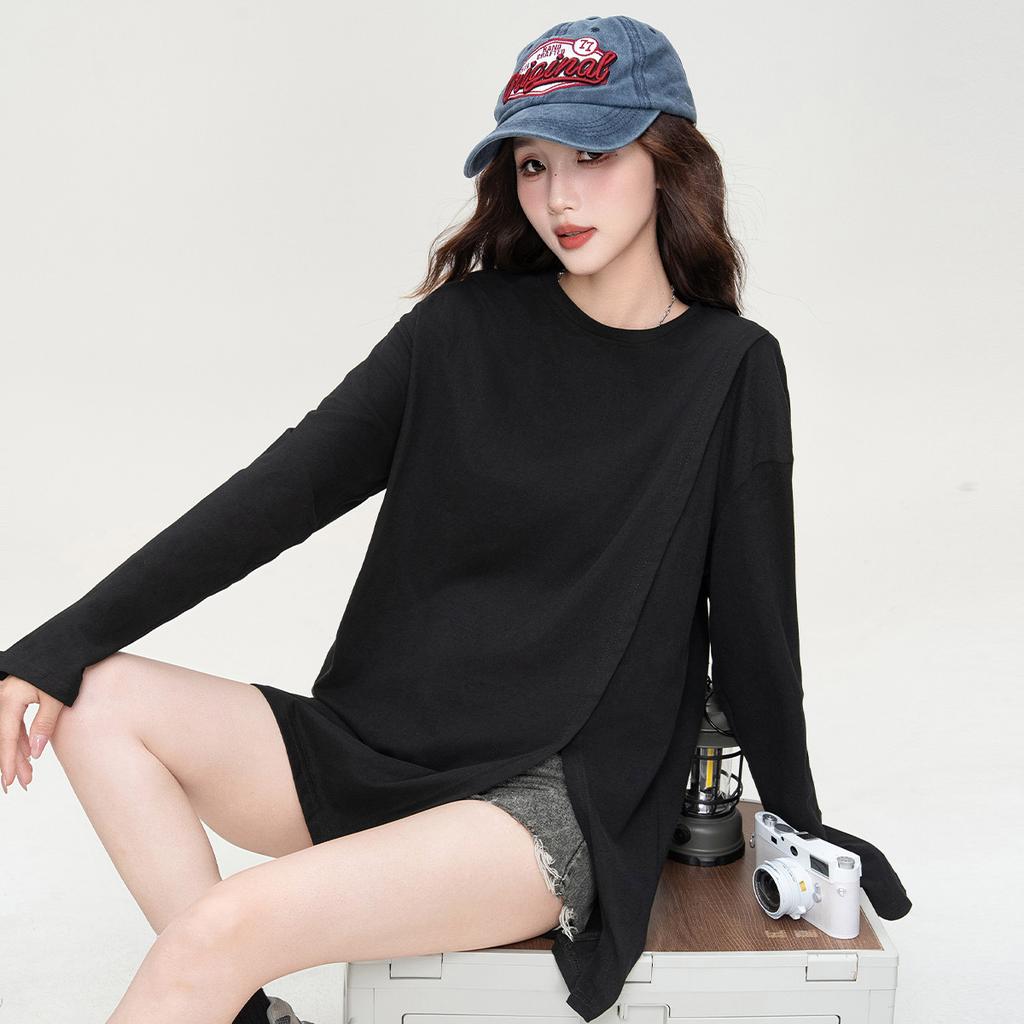Irregular slit design T-shirt