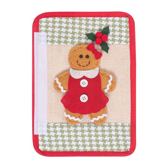 Christmas Refrigerator Handle Covers Gingerbread Man Kitchen Appliance Handle Covers for Fridge Door Holiday Home Office Decoration