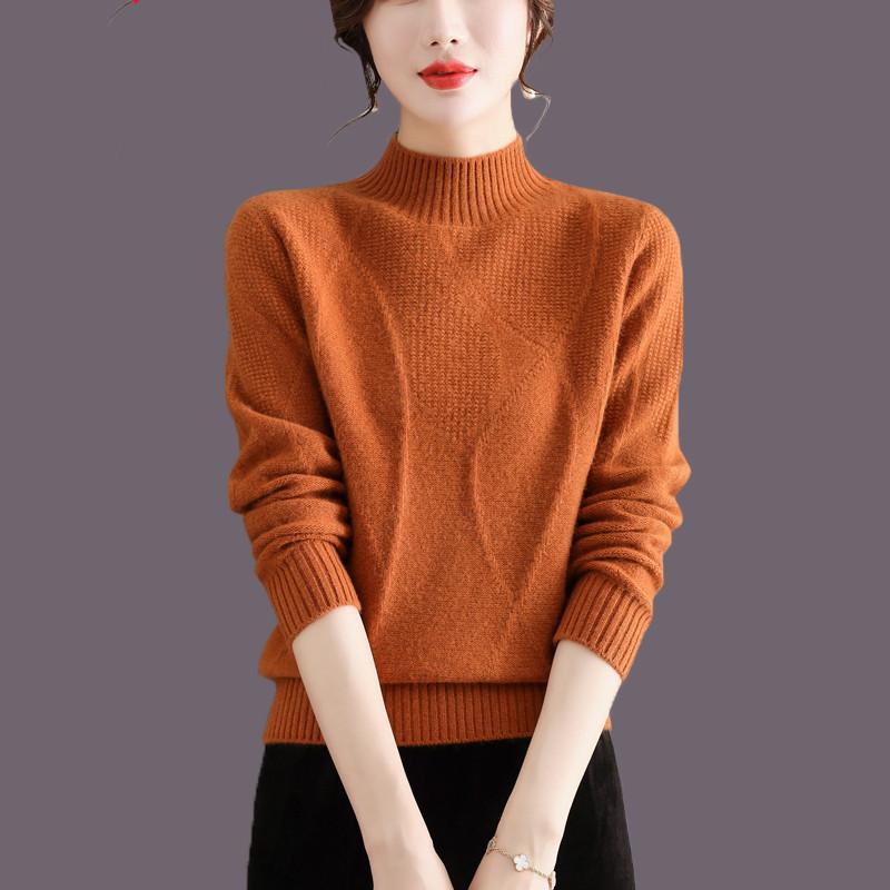 Модный повседневный мягкий вязаный свитер на липкой основе, осенне-зимний ленивый стиль, однотонный свободный свитер с высоким воротом