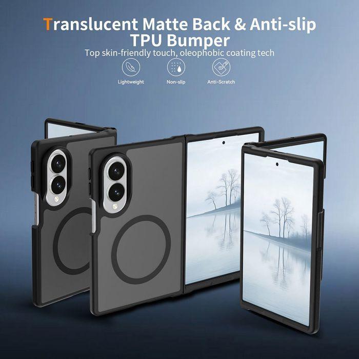 Coque pour Samsung Galaxy Z Fold 8, Protection avec Anneau Magnétique - Translucide Noir