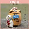 Cute Cartoon Wine Barrel Cat And Dog Mini Model Ornament For Garden Decoration