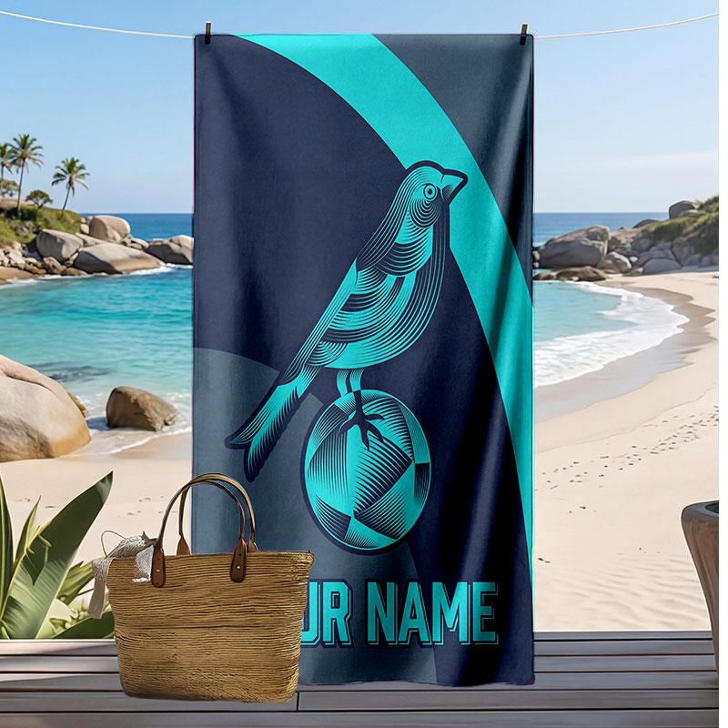 Norwich City Personalized Printed Beach Towel Soccer Logo Support Custom Name Text Absorbent Towel For Sport Travel Special Gift