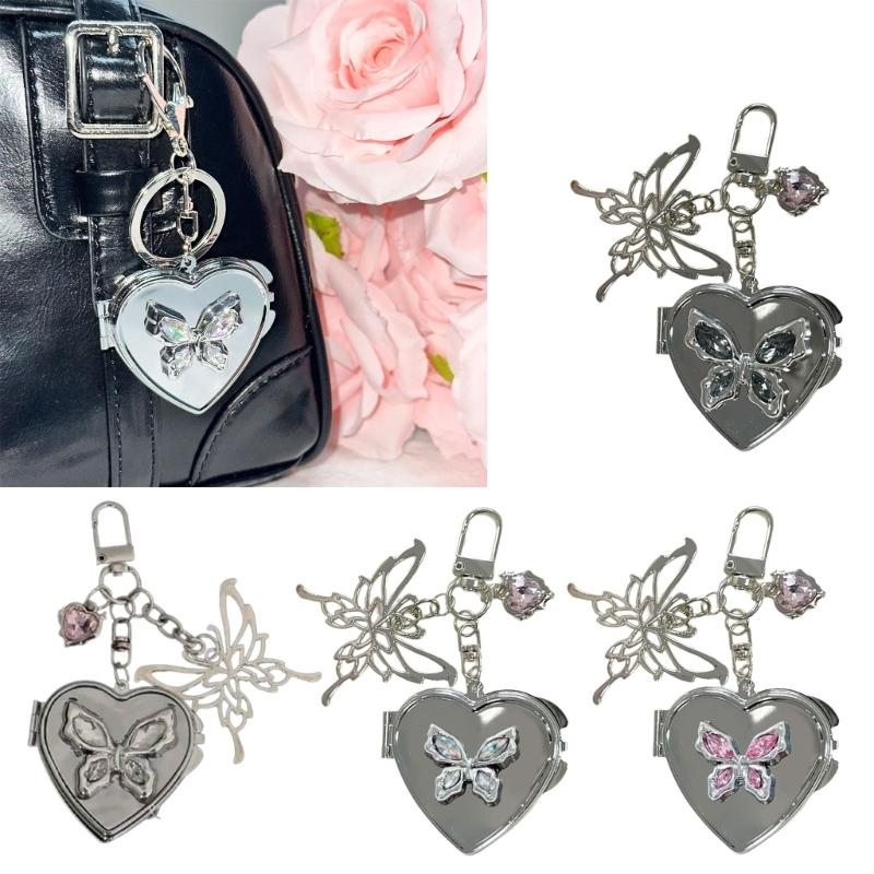 Vintage Style Butterfly Heart Keychain Lightweight Butterfly Heart Keychain With Vintage Appeal for Bags Keys Backpacks