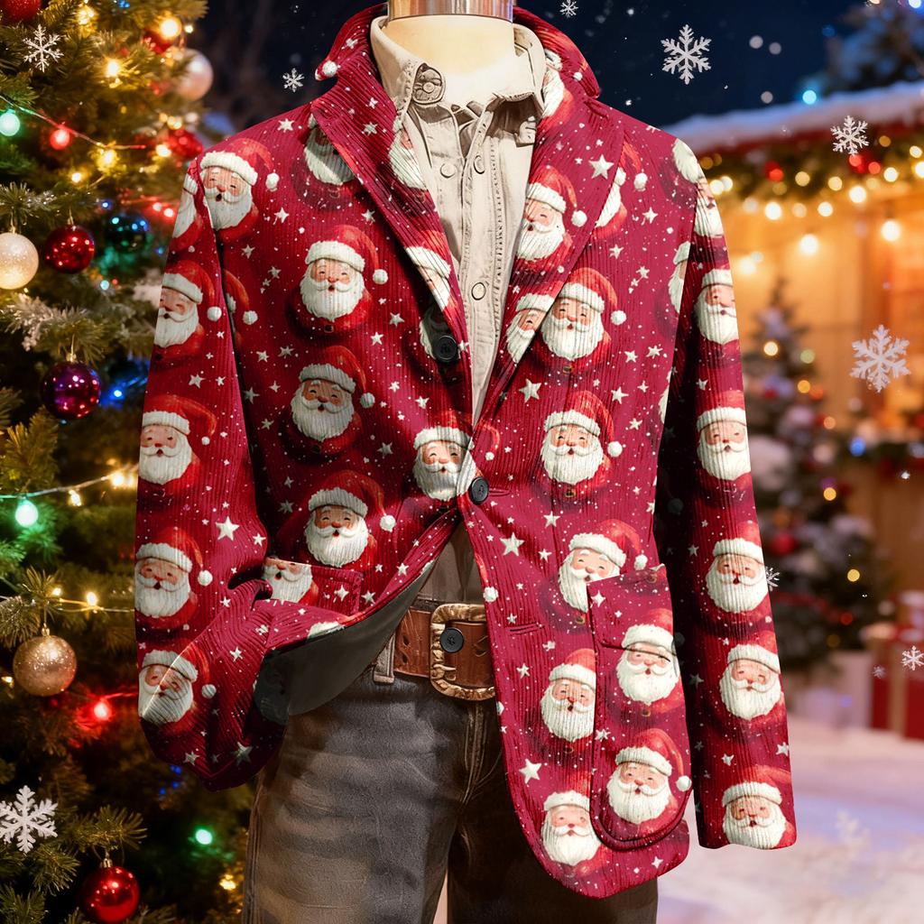Мужской уродливый рождественский вельветовый теплый карманный пиджак-кардиган, мужской повседневный костюм
