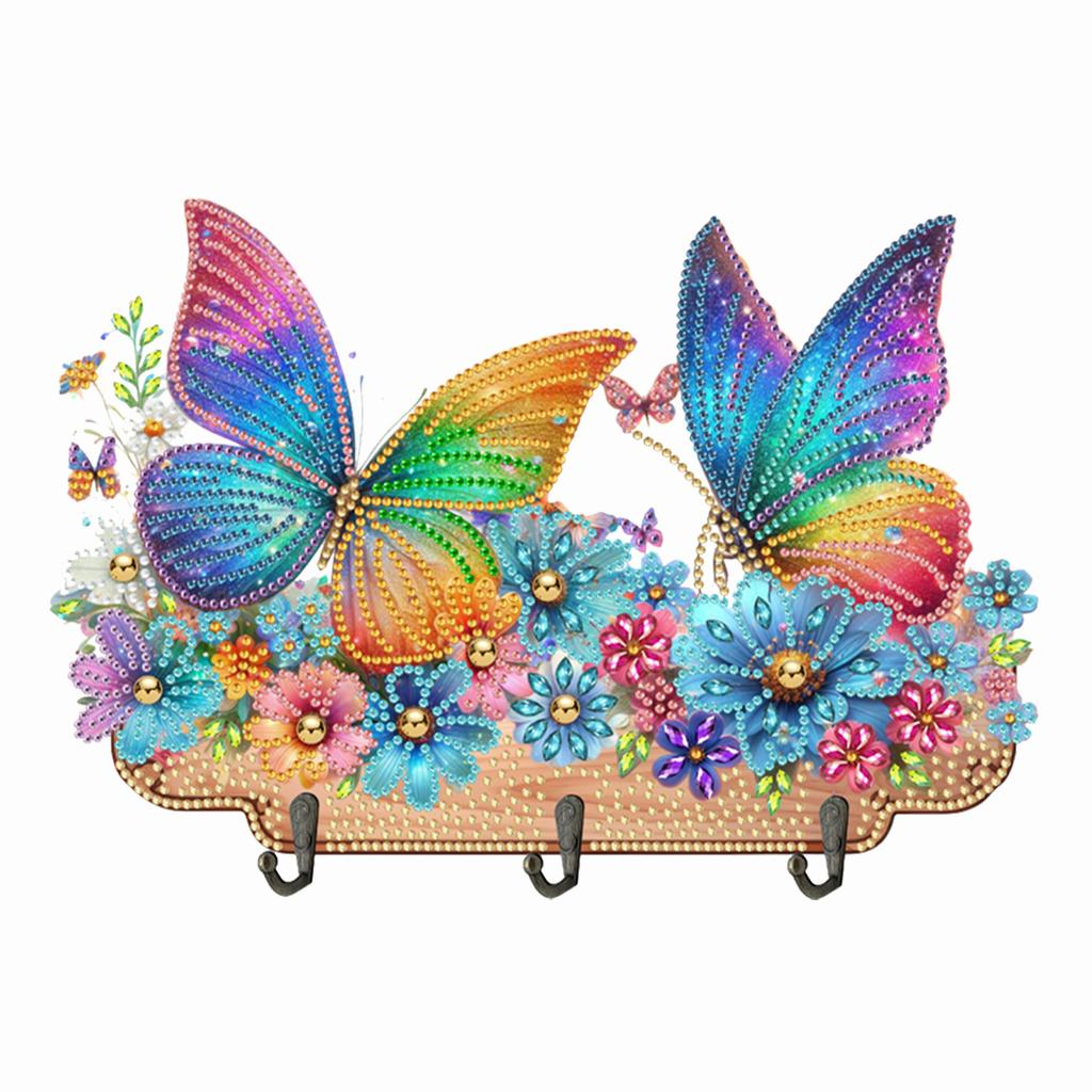 Wooden Special Shaped Leopard Print Butterflies Flower Diamond Art Hanging Hooks Diamond Painting Hooks DIY Crafts Decor