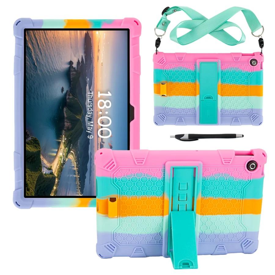 Kids Silicone Case For Lenovo Tab 10.1 2025 TB311XU K10C TB311FU 10.1" Anti-drop Stand Case With Shoulder Strap Tablet Cover