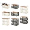 Office Desk Organizer Coffee Station with Drawer, Tiered Bar Organizer, Wooden Top Shelf, Pods Holder Wire Mesh Drawers for Tea Bags, Capsules, Desk,