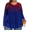 Women's Plus Size Fashion  Printed Casual Pleated Round Neck Long Sleeve Top