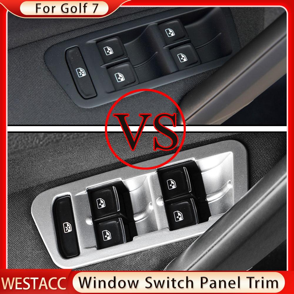 4Pcs Car Door Armrest Windows Lift Panel Cover Trim Stickers for Volkswagen VW Golf 7 MK7 7.5 MK7.5 2013 -  LHD