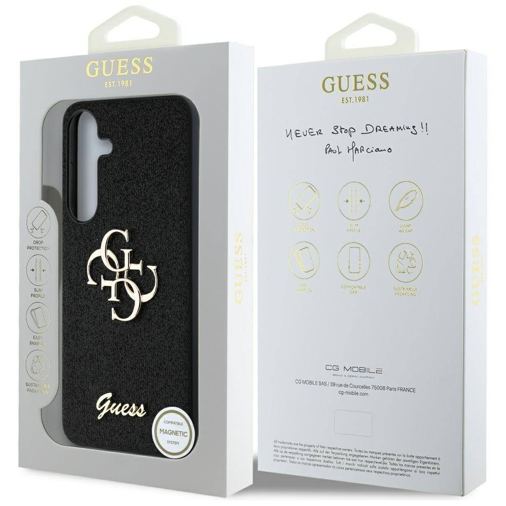Etui Do Samsung Galaxy S25 Guess Glitter Metal Logo Czarne