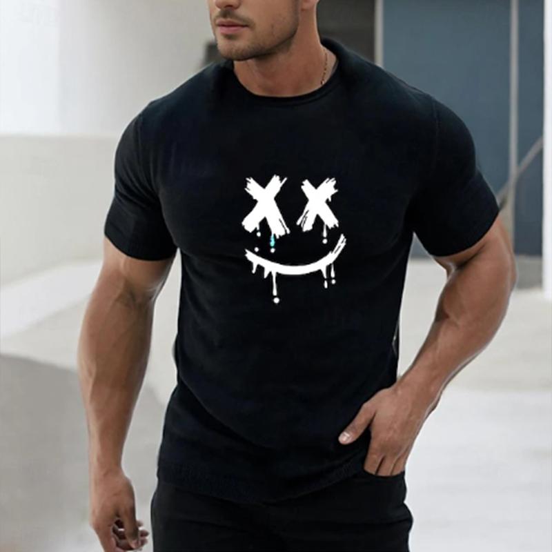 Новая летняя мужская модная футболка с принтом смайлика, мужская футболка, топ