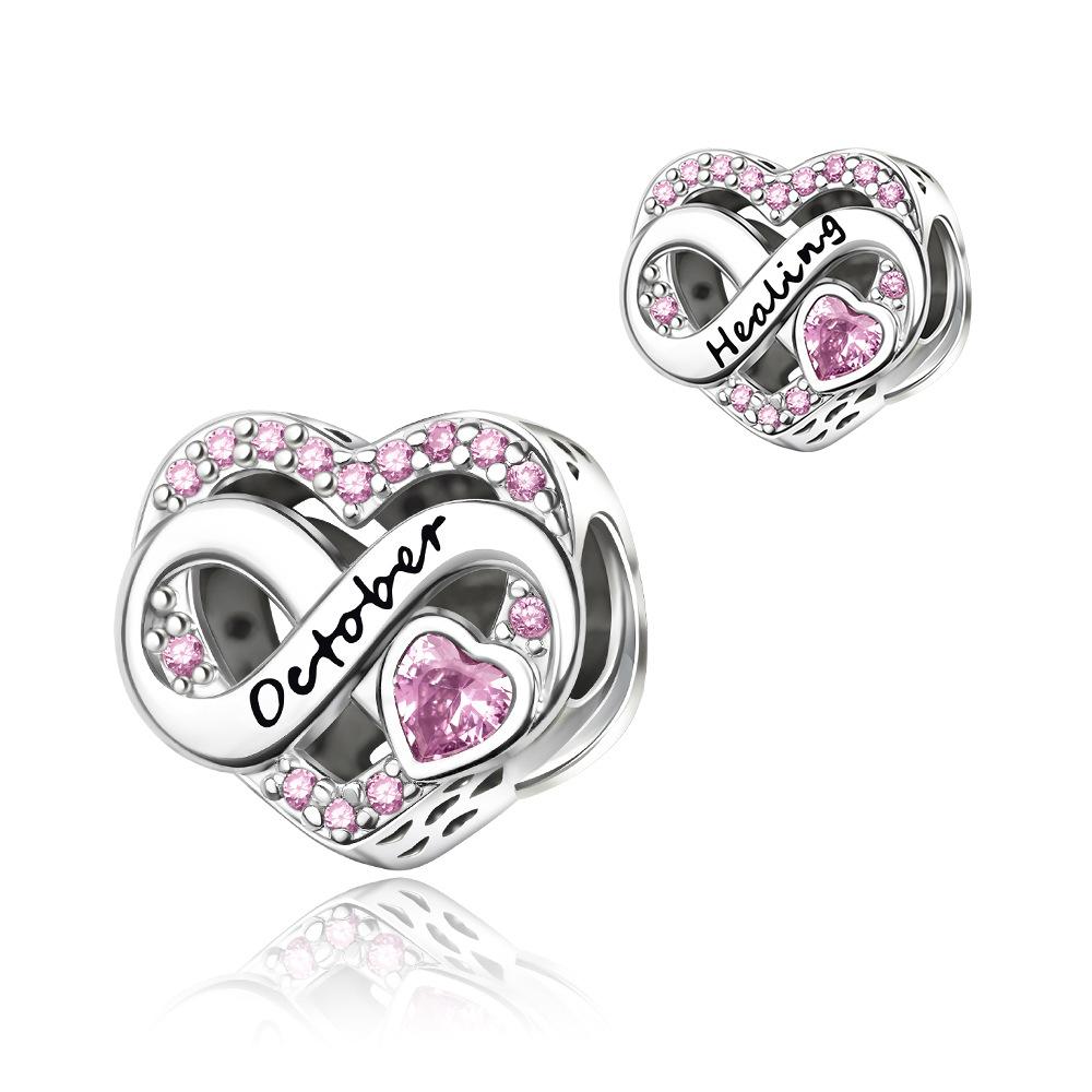S925 Silver Zodiac Birthstone Fashion Heart Month DIY Beaded Jewelry Making Kit Accessories Set