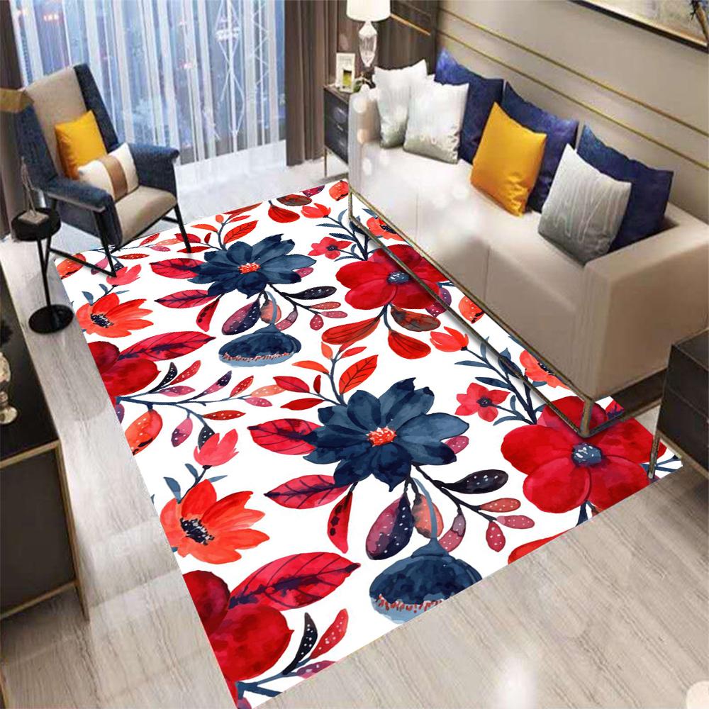 Retro Bohemian Style Color Flowers Carpet Living Room Sofa Bedroom Kitchen Entrance Door Mat Non-Slip Home Decor Rug