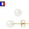 Compagnie Générale Des Perles - Genuine Cultured Pearl Earrings 6-7 Mm 18 Cts Yellow Gold Safety System - Women's Jewelry
