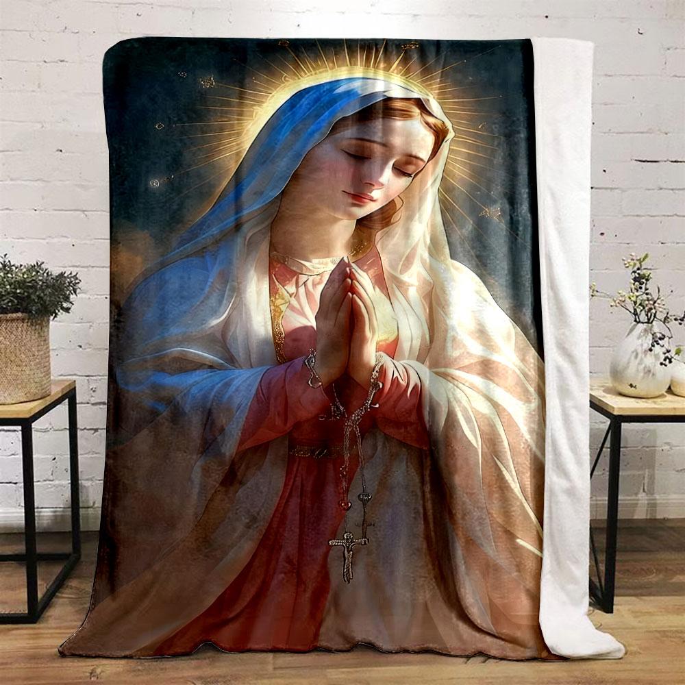 Our Lady of Grace Prayer Throw Blanket Printed Blanket for Living Room Bed Couch lunch break Soft Cozy Blanket for Friend's festival Gift
