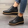 New Women's Boots Designer Wedge Platform Boot Fashion Zipper Ankle Boots for Women Pu Leather Casual Boots Botas De Mujer