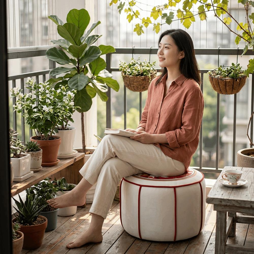 New Chinese Style Sofa Stool Cover Removable Clothes Storage Bag Storage Leg Bench Living Room