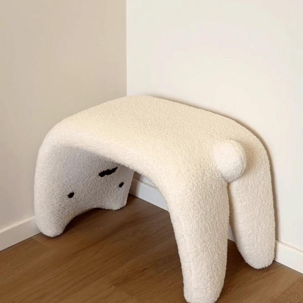 Small Stool Dressing Chair Plush Shoe Changing Stool Footrest Makeup Stool Entryway
