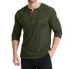 Мужская осенне-зимняя футболка-henley с длинным рукавом, ретро, с карманом, на трех пуговицах, топ