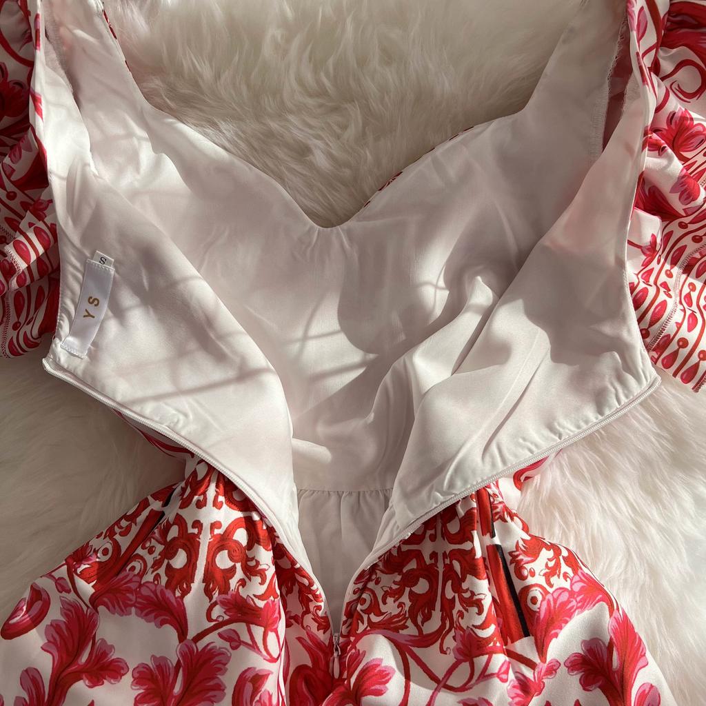 Summer Women V-neck Print Long Maxi Holiday Beach Dresses