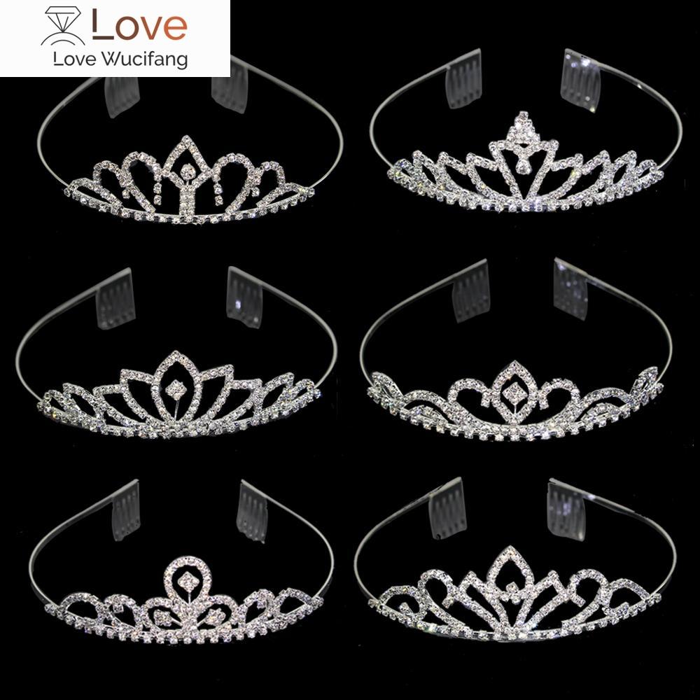 Принцесса Детские хрустальные диадемы Гребень Украшения для волос Стразы Ободок для невесты Корона Свадебные аксессуары для вечеринки
