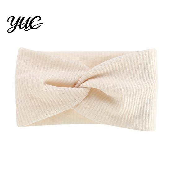 Cross Design Elastic Headband Ribbed Cotton for Women, Non-Slip Wide Hair Band Sports Yoga Running, Sweat-Absorbent Breathable Accessory Daily