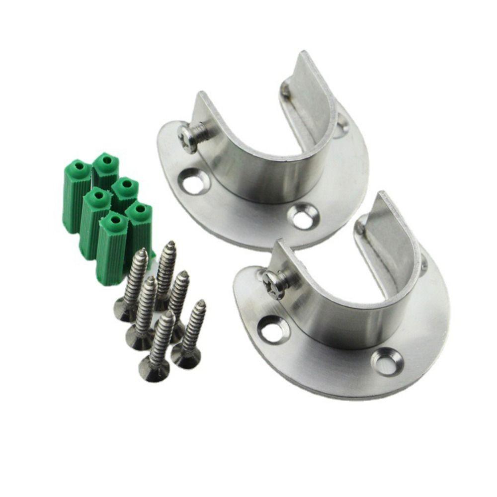 2PCS with Screws Flange Seat Thick Closet Rod Brackets Durable Furniture Hanger Rail