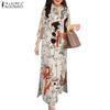Women Casual Turn Down Collar 3/4 Sleeve Print Shirt Dress