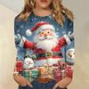 Женская модная повседневная футболка с длинным рукавом и рождественским принтом, с круглым вырезом