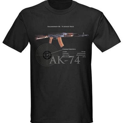 Россия Калашников АК-74 Штурмовая винтовка Футболка 100% Хлопок Круглый вырез Летняя с коротким рукавом Повседневная мужская футболка Размер S-3XL