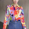 Mall 1116 Spring and Autumn Women's Clothing New Casual Color Graffiti Printing Long Sleeve Shirt Shirt 1111988