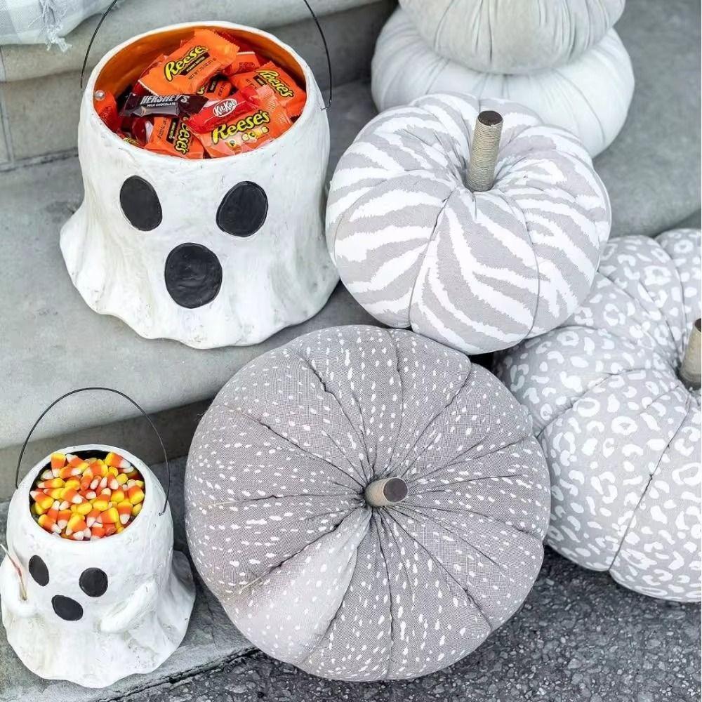 S M L Halloween Treat Buckets Candy Kettles Candy Bucket Ghost Treat Buckets  Halloween Decorations