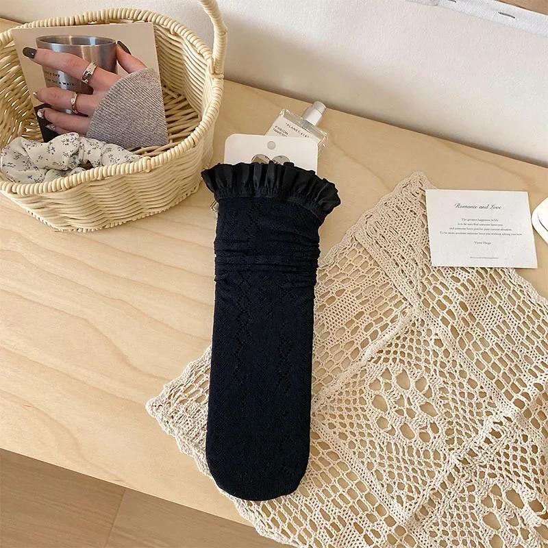 Носки с оборками женские ажурные сексуальные кружевные сетчатые чулки гольфы JK Lolita милые девушки милые длинные носки женские чулки