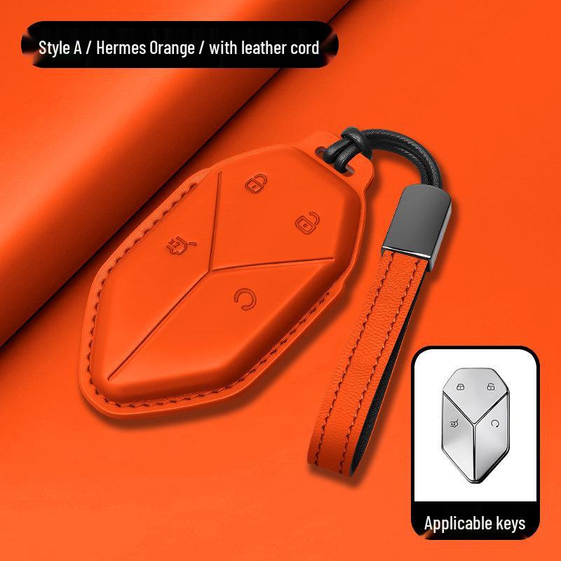 Equation Leopard Titanium Key Case: Genuine Leather, Anti-Fall, Interior Modification Accessory for 3-7 Keys