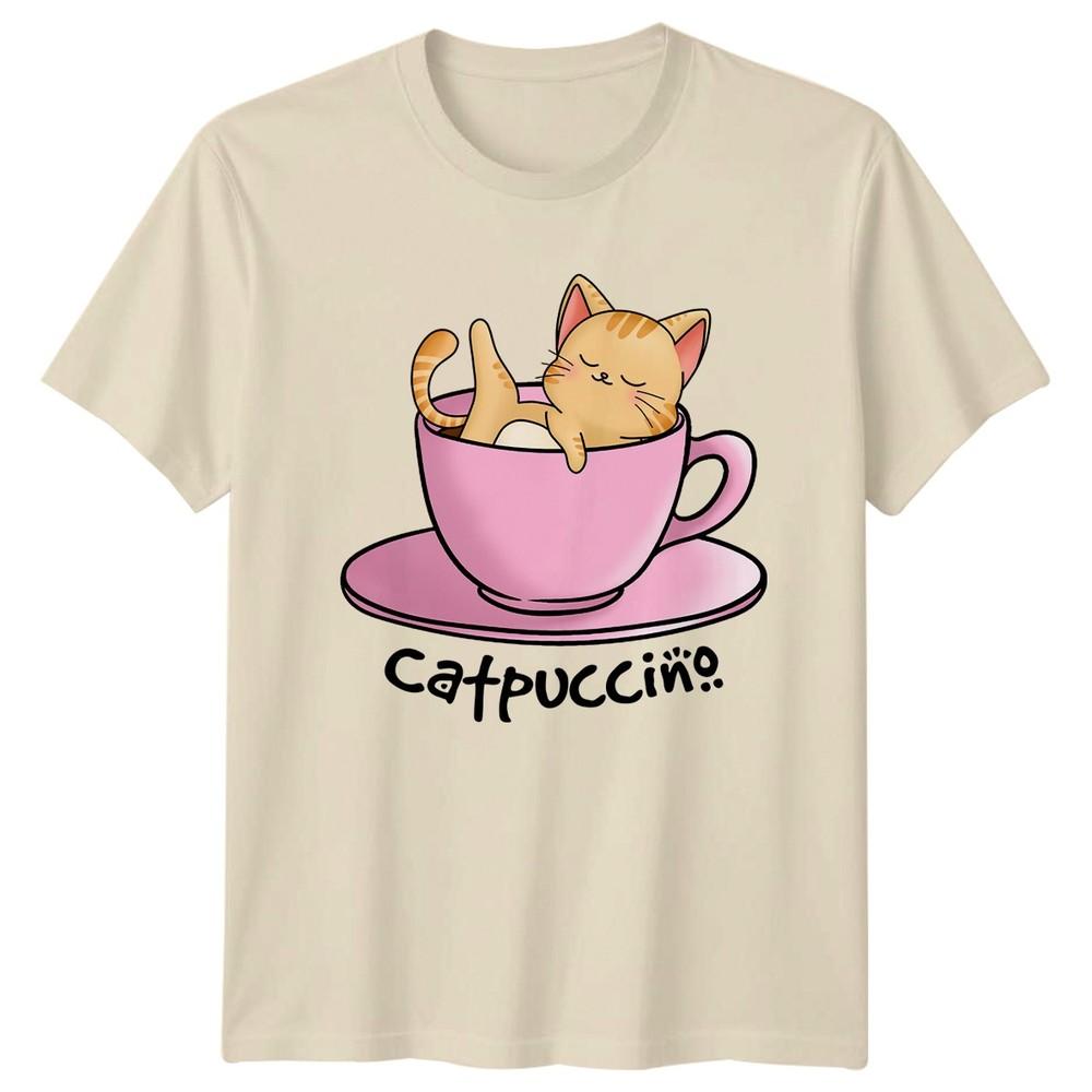 Catpuccino Unisexs TShirt Coffee Puns Cats Birthday Gift For Her