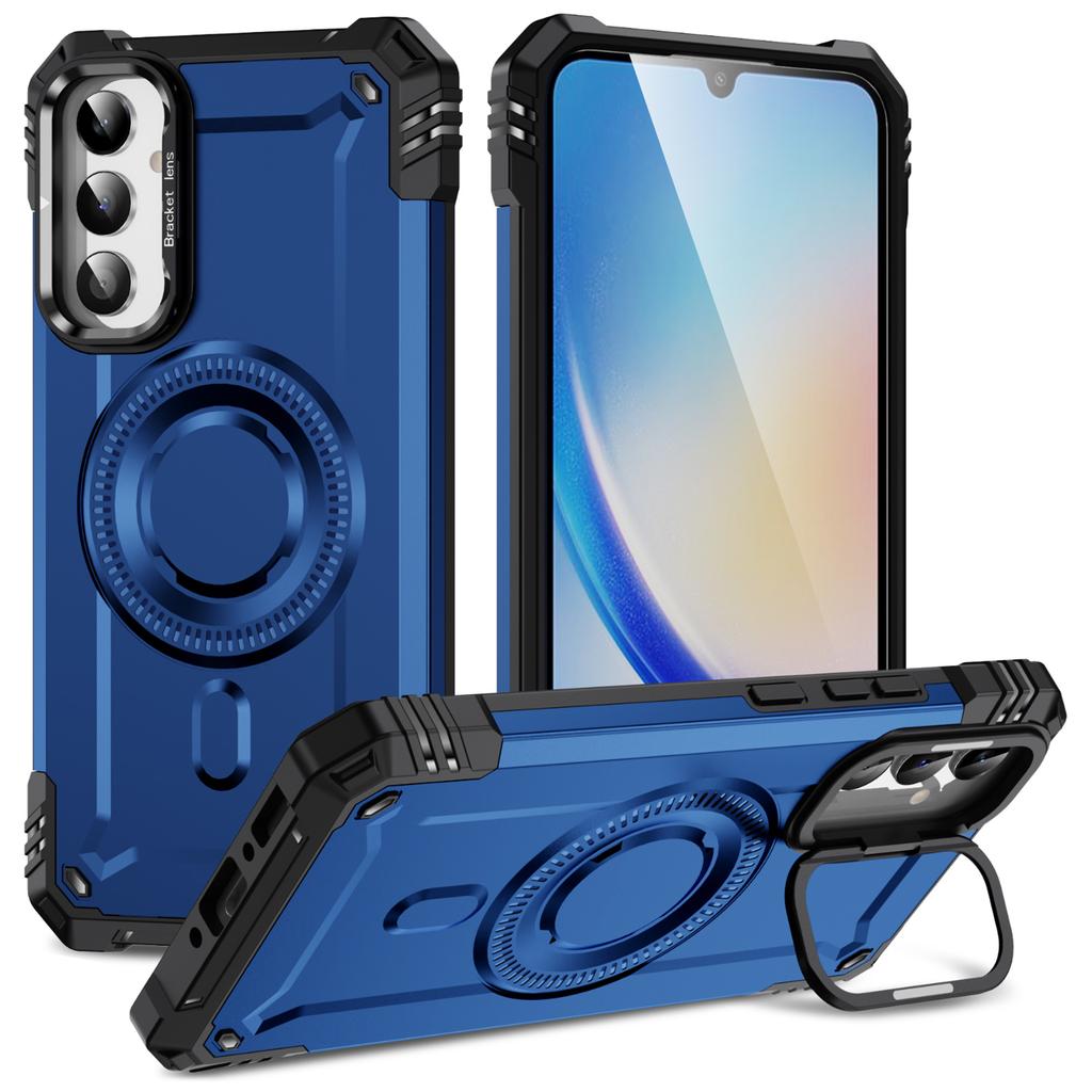 For Samsung Galaxy A26 5G Case Compatible with MagSafe Metal Lens Frame Kickstand PC+TPU Mobile Cover