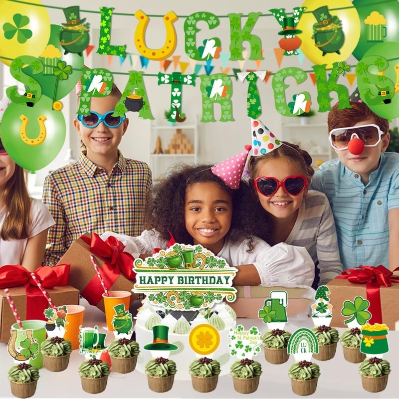 Irish Festival Party Decoration Easy To Install Banners and Cake Toppers Balloons Cupcake Toppers Ribbon Party Supplies