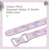 Bracelet pour Apple Watch Series 11 10 9 8 SE 7 6 5 4 3 2 1 Ultra 1/2/3, 42mm-44mm-45mm-46mm-49mm Silicone Lavande Motif Fleur